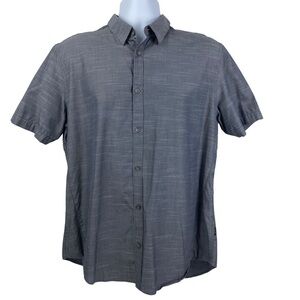Calvin Klein Button Down Short Sleeve Shirt Men's Large Gray Marled